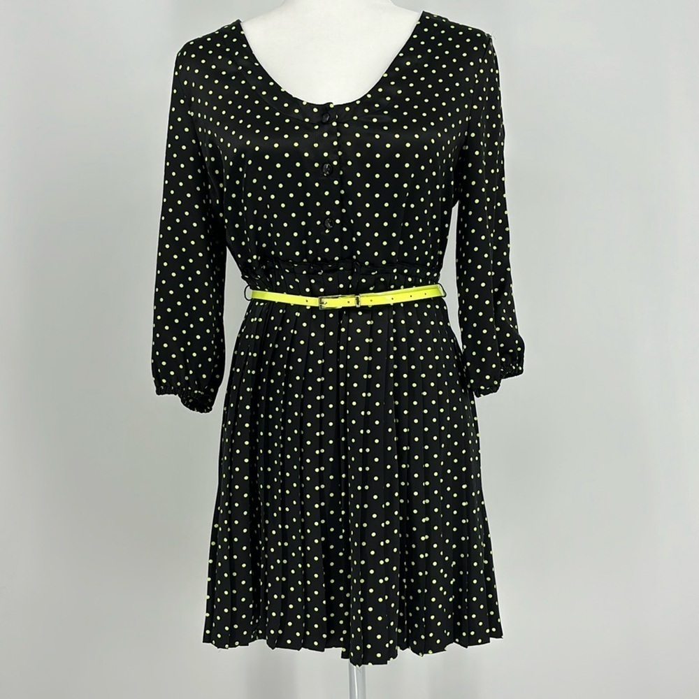 Princess by Vera Wang Polka Dot Sheer Back Dress With Belt Juniors Size 9 Black